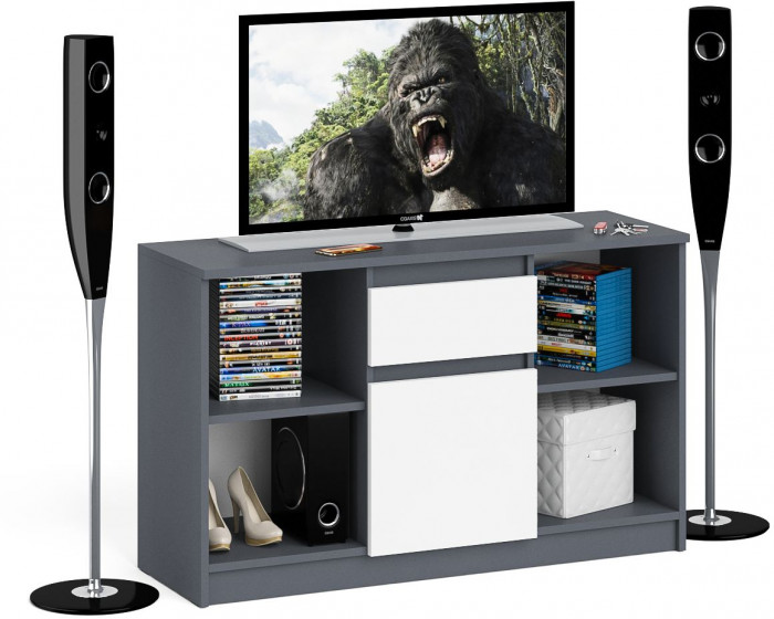 Мори Тумба ТВ МТВ1204.1, цвет графит/белый, ШхГхВ 120,4х41х73 см.