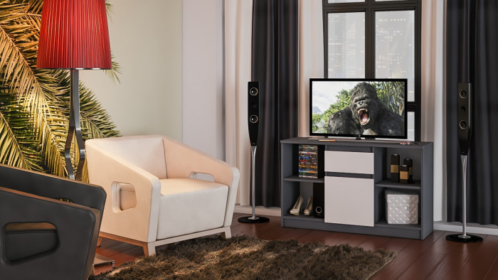 Мори Тумба ТВ МТВ1204.1, цвет графит/белый, ШхГхВ 120,4х41х73 см.