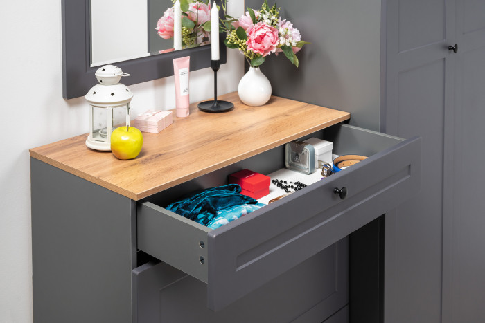 Остин 16.121 Тумба для обуви, цвет серый графит/дуб крафт золотой, ШхГхВ 80х41,6х99,3 см.