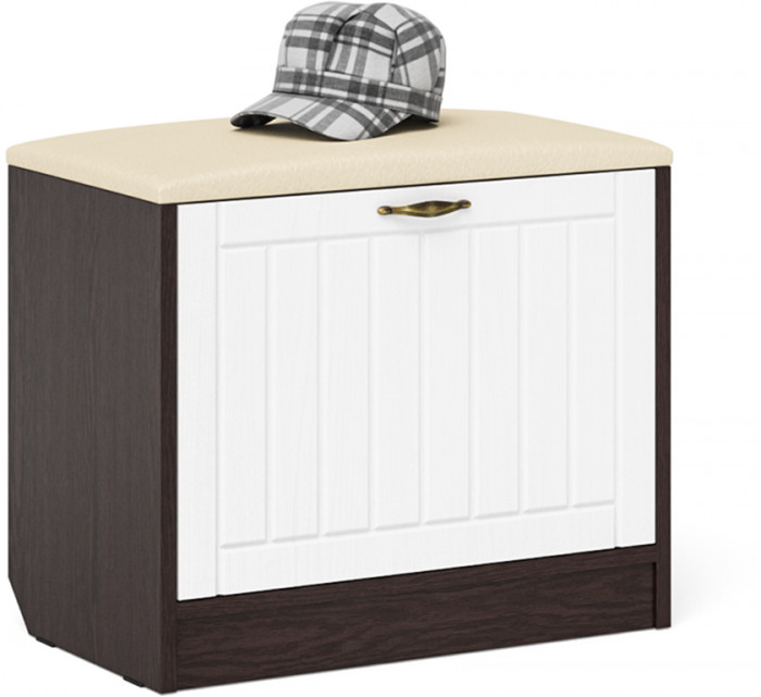 Прихожая П-6 Тумба + Зеркало, цвет венге/фасады МДФ белое дерево фрезеровка прованс, ШхГхВ 60х35х200 см.