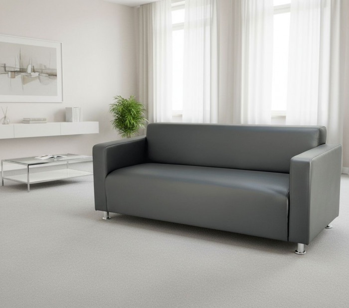Диван прямой Томи, 200 см, экокожа, темно-серый