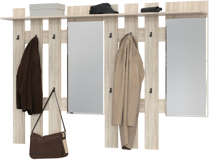 Лира ГК 2-3814+2-3814дубсон Вешалка с зеркалом, дуб сонома