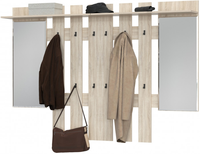 Лира ГК 2-3814+2-3814дубсон Вешалка с зеркалом, дуб сонома