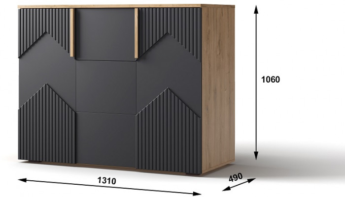 Модульная спальня "Оливия" - Дуб наварра/Шагрень черная
