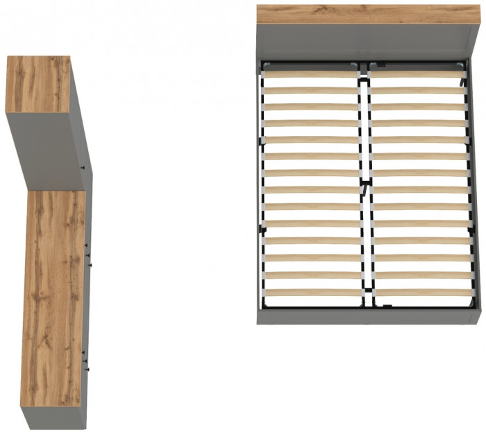 Остин 11.53 Кровать + ортопед + 13.227 Шкаф-пенал + 16.240 Комод, серый графит/дуб крафт золотой