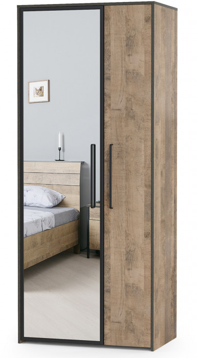 Трувор 13.204.01 Шкаф с зеркалом, цвет дуб гранж песочный/интра, ШхГхВ 88х54х210 см., зеркало, универсальная сборка