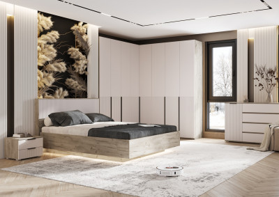 Модульная спальня Марвэл, Крафт серый/Кашемир