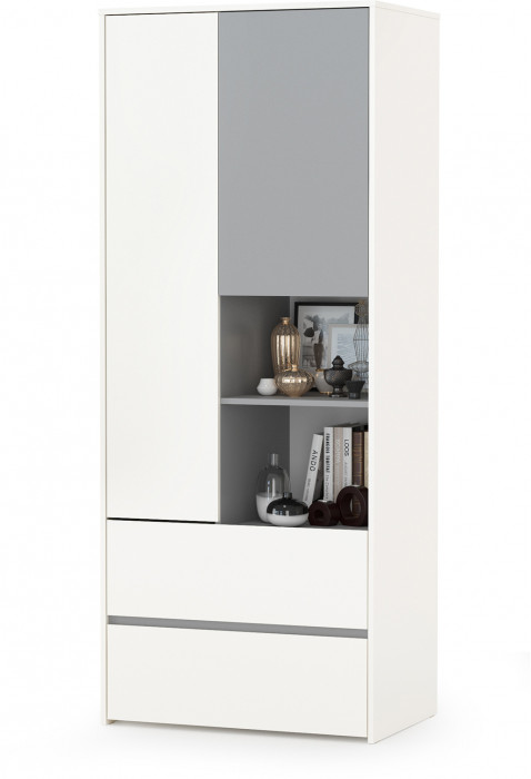 Торонто 11.39 Кровать + 13.333 Шкаф для одежды, белый шагрень/стальной серый