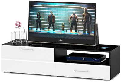 Тумба под ТВ Ларго 1, корпус венге/фасады МДФ белый глянец