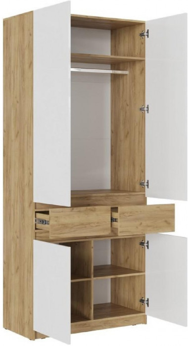 Модульная прихожая Роджина, крафт золотой/белый глянец (Дуб Крафт Золотой, Белый глянец)