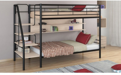 Двухъярусная кровать Толедо-П 90, черный / Дуб