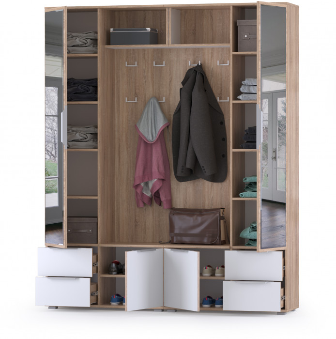 Куба Прихожая 17, цвет дуб сонома/белый премиум, ШхГхВ 172,8х38,3х210,6 см., универсальная сборка
