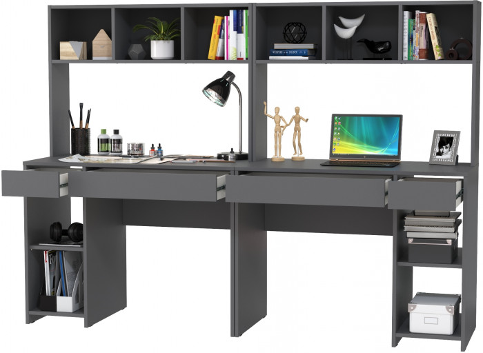 компьютерный стол Комфорт 12.77F + компьютерный стол Комфорт 12.77F, тёмно-серый
