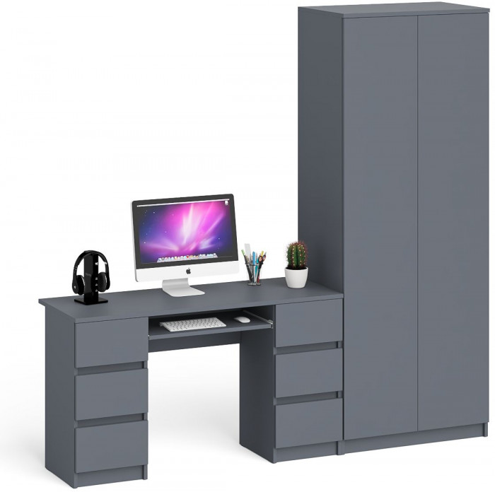 Мори компьютерный стол МС-2 + Шкаф МШ800.1, графит