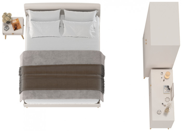 Афина Спальня 23-1600, цвет кашемир серый, сп.м. 1600х2000 мм., б/м, основание есть - фанера