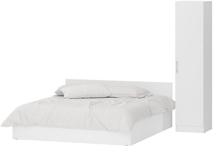Кровать 1800 + Пенал Стандарт, цвет белый, ШхГхВ 183,5х203,5х70 + 45х52х200 см., сп.м. 1800х2000 мм., без матраса, основание есть