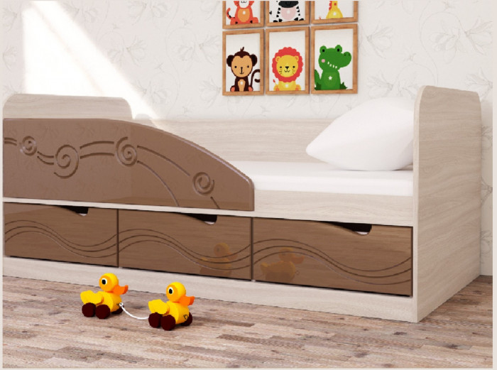 Кровать Бриз-4 80х160 Волна (Антарктида/Белый/Правый)