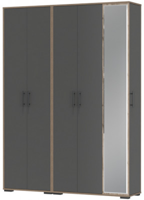 Прихожая Домино-мини + Шкаф для одежды Домино, цвет дуб крафт табачный/графит, ШхГхВ 148х36х202 см., универсальная сборка