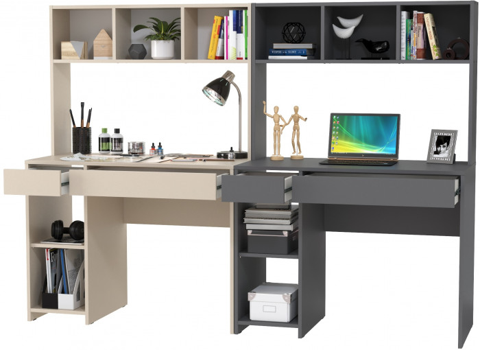 компьютерный стол Комфорт 12.77F +компьютерный стол Комфорт 12.77F, сатин/тёмно-серый