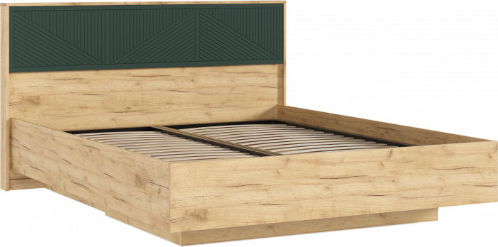 Сильвия Кровать парящая 1,6м (ортопед дерево) Браш Мени Грин/Дуб Крафт, Дуб Крафт