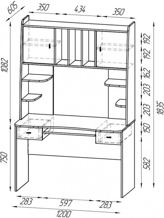 Стол 6-0604 Бета + кресло 103 серое, цвет дуб крафт серый/графит, ШхГхВ 120х60,5х183,5 см.