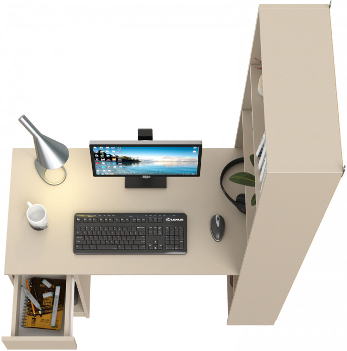 Лайт Шкаф комбинированный 10.01 (Стол письменный), цвет сатин, ШхГхВ 115,3х58,2х179 см., универсальная сборка(обязательно крепление к стене)