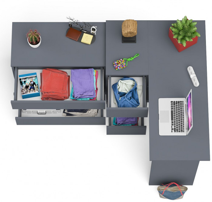 Мори компьютерный стол МС-16 левый + Комод МК800.1, графит