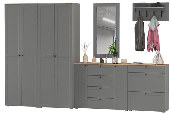 Остин Прихожая 60, серый графит/дуб крафт золотой