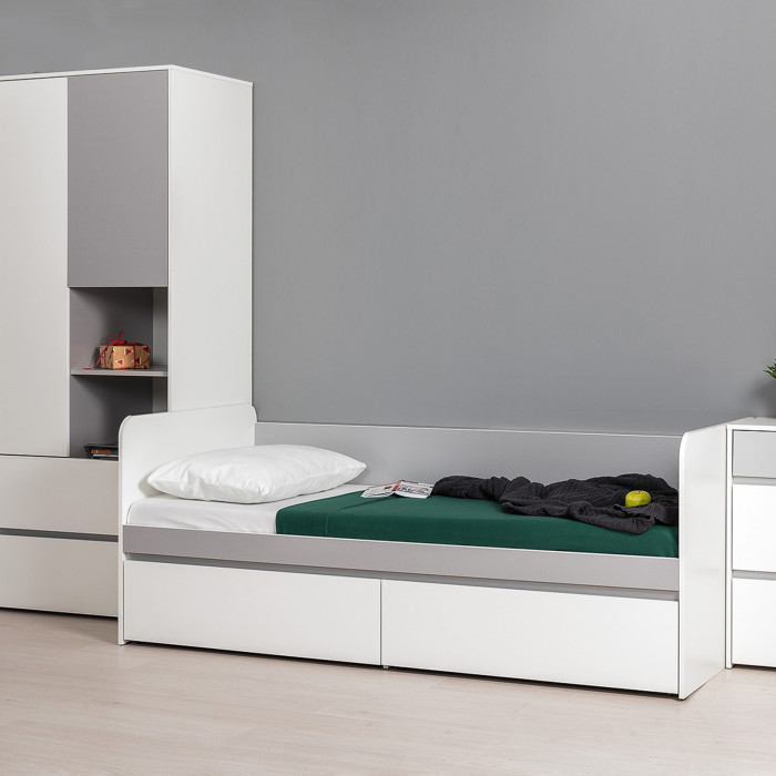 Торонто 11.39 Кровать, белый шагрень/стальной серый