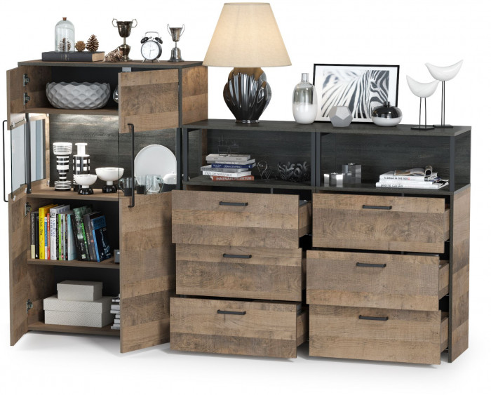 Трувор 13.306 Комод с витриной + 13.307.02 Комод с ящиками + 13.307.02 Комод с ящ., дуб гранж песочный/интра