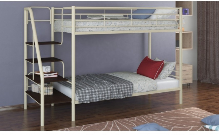 Двухъярусная кровать Толедо 90х190, слоновая кость / Венге