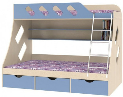 Дельта-20.01 Детская двухъярусная кровать с лестницей (Оранжевый, Дуб Сонома)