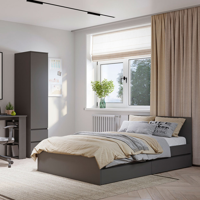 Симпл КР-12 кровать 1,4 м графит