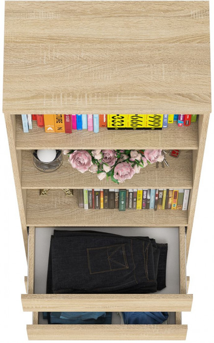 Мори Стеллаж МСТ600.3, цвет дуб сонома, ШхГхВ 60,4х35,4х179,6 см.