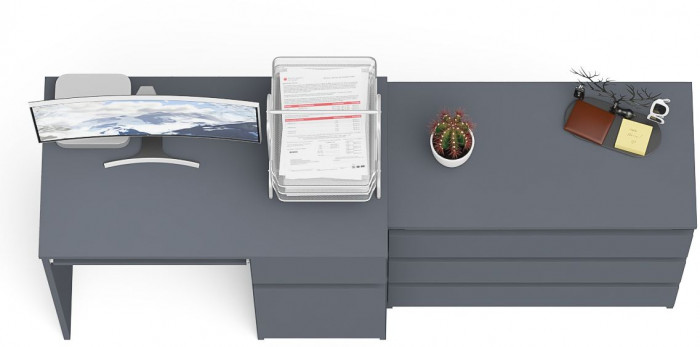 Мори компьютерный стол МС-1 правый + Комод МК800.1, графит