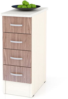 Кухня Мери ШН4Я300 Стол с 4 ящиками 30 см., цвет дуб/ясень шимо тёмный, ШхГхВ 30х60х85 см., универсальная дверь (столешница № 130 сахара белая)