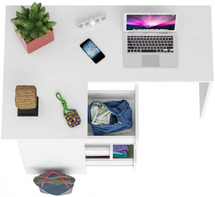 Мори Стол компьютерный МС-16 левый, цвет белый, ШхГхВ 124,4х84,9х76,6 см., выдвижные ящики слева, НЕ универсальная сборка