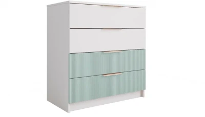 МС Лавис Комод КМД 800.1+ручка-скоба 4 шт., Белый/Белый софт/Зеленый софт