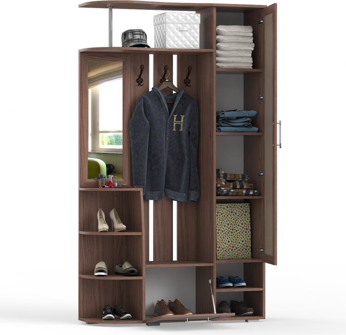 Прихожая Ксения-2, цвет ясень шимо светлый/ясень шимо тёмный, ШхГхВ 120х38х212 см., НЕ универсальная сборка