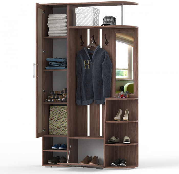 Прихожая Ксения-2, цвет ясень шимо светлый/ясень шимо тёмный, ШхГхВ 120х38х212 см., НЕ универсальная сборка