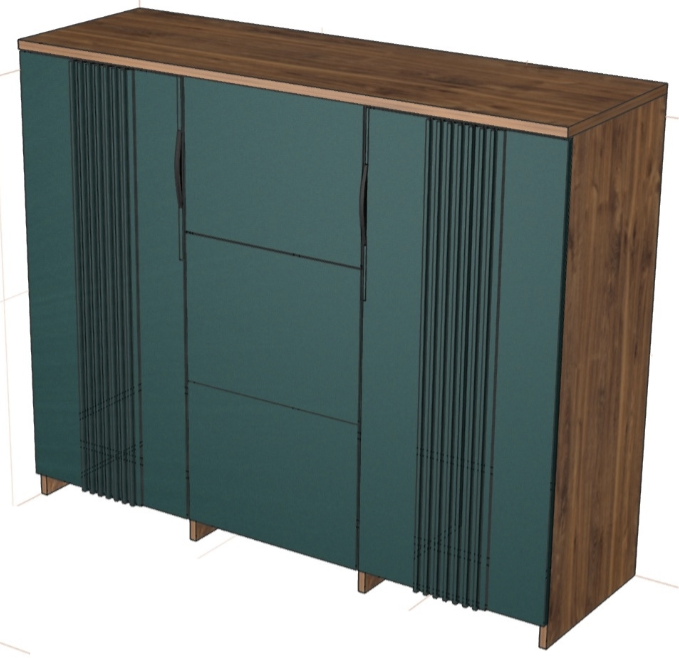 Комод "Герта" - Дуб канзас/Зеленый матовый