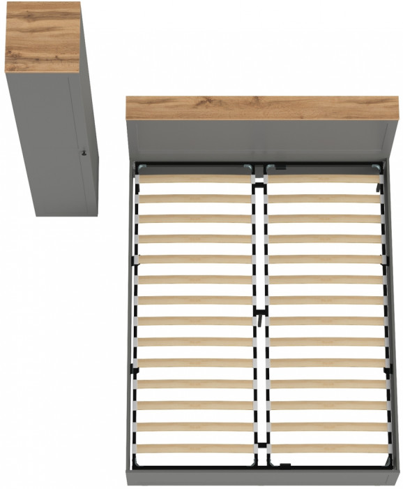 Остин 11.53 Кровать + ортопед + 13.227 Шкаф-пенал, серый графит/дуб крафт золотой