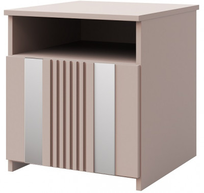 Тумба для спальни "Харди" с зеркальными вставками - Латте/Ирландский ликер