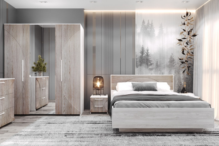 Кровать 140х200 с подъемным основанием "Монтале" - Бетон пайн светлый/Астана роузвуд