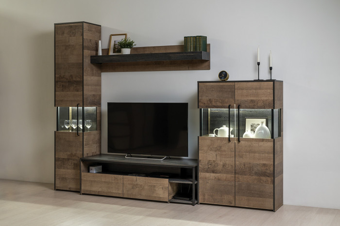 Трувор 13.306 Комод с витриной, дуб гранж песочный/интра