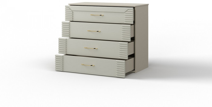 Комод четырехъящечный "Карлин" - Белый текстурный/Корунд джелато