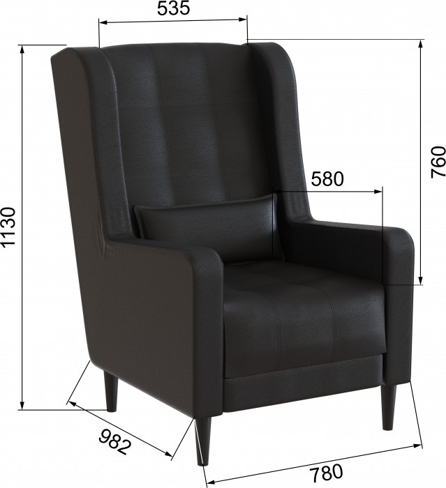 Кресло Корк экокожа черный