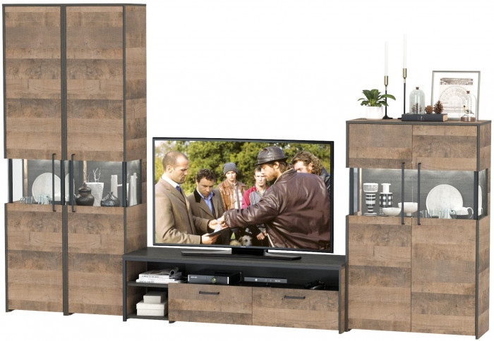 Трувор Гостиная 040, цвет дуб гранж песочный/интра, ШхГхВ 325,2х45,4х210 см., универсальная сборка