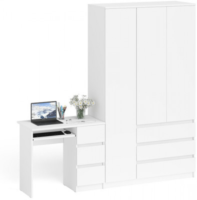 Мори компьютерный стол МС-6 правый + Шкаф МШ1200.1, белый