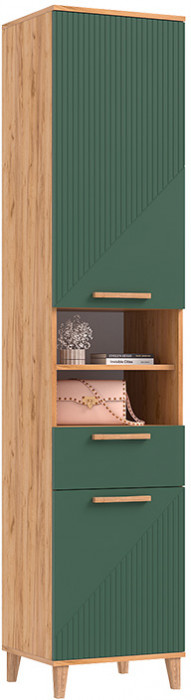 Пенал открытый Ирис, Крафт золотой/Браш мени грин